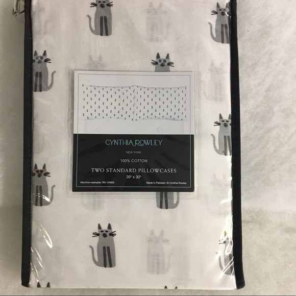 Cynthia Rowley Gray Cats w/ sunglasses Pillowcases - Picture 2 of 4